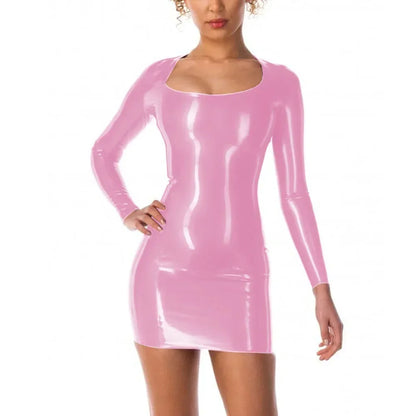 Scoop Neck Long Sleeve Bodycon Mini Dress