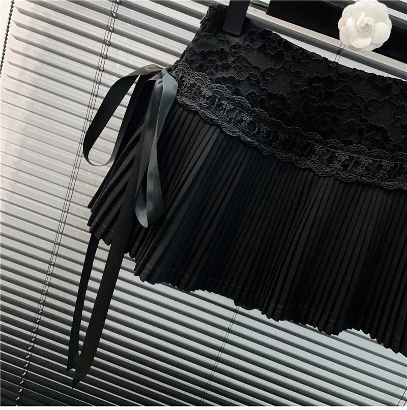 High Waist Bow Lace Up Skirt