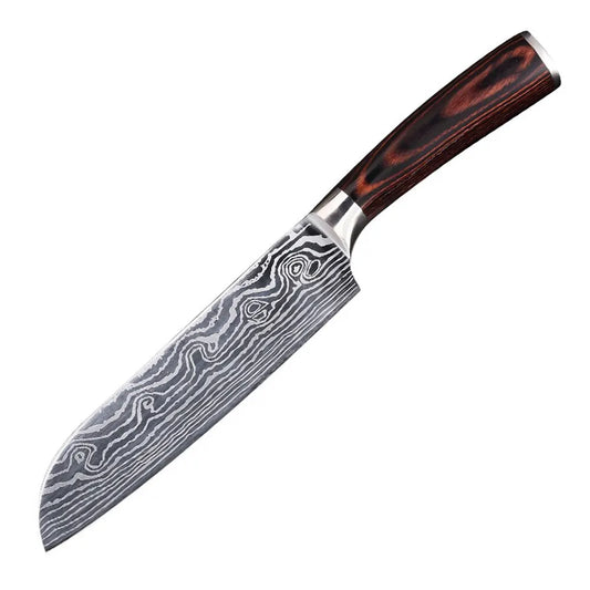 Carbon Steel Santoku Kitchen Knife