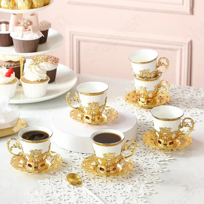 Golden Border Turkish Coffee Cups