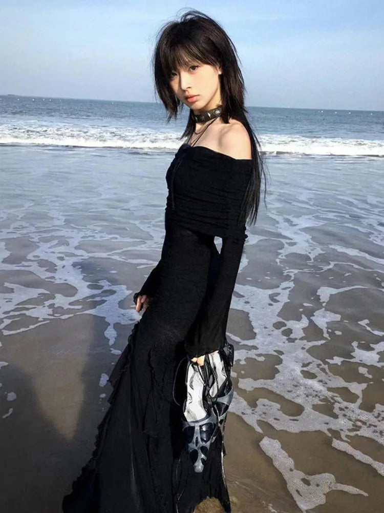 Irregular Split Ruffled Dress