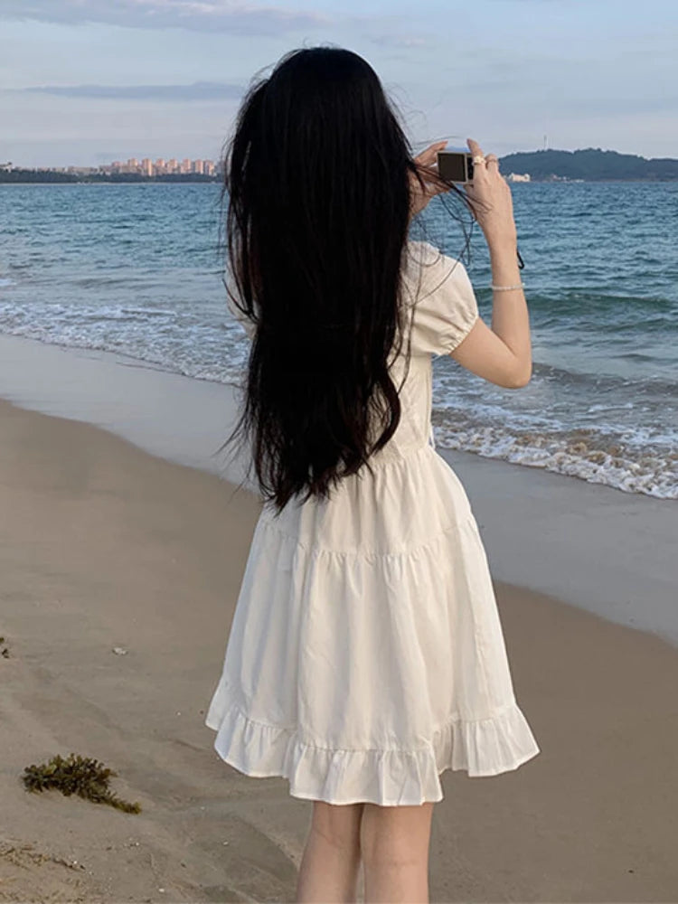 Lace Up A Line Mini Dress