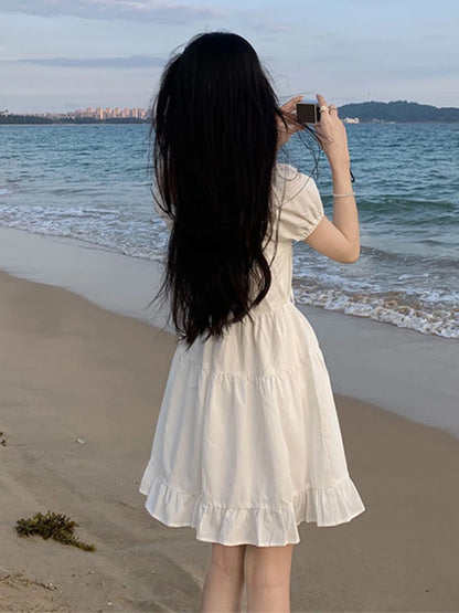 Lace Up A Line Mini Dress