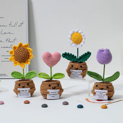 Crochet Flower Pot Decoration Hand Woven
