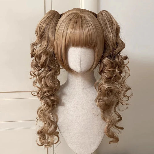 Synthetic Princess Cut Double Ponytail Wig with Bangs