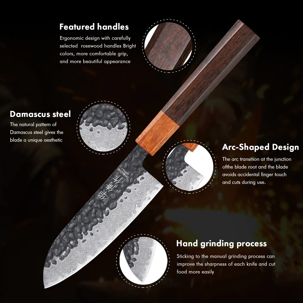 5" Japanese Classic Hand Forged Santoku Knife