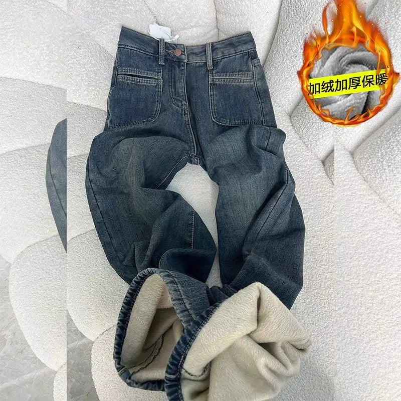 Velvet Lined Straight Jeans