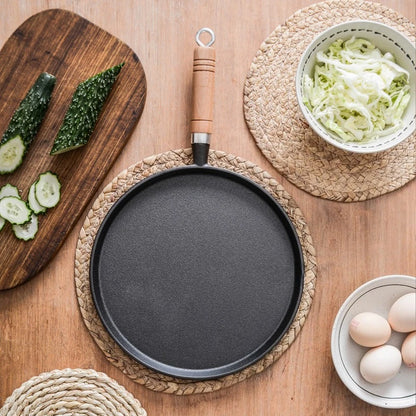 Thickened Cast Iron Flat Bottomed Pan Non-Stick