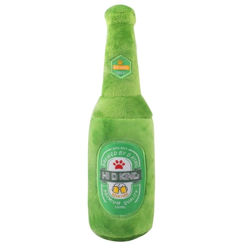 Stuffed Plush Beer Bottle / Mug Dog Puppy Chew Toy