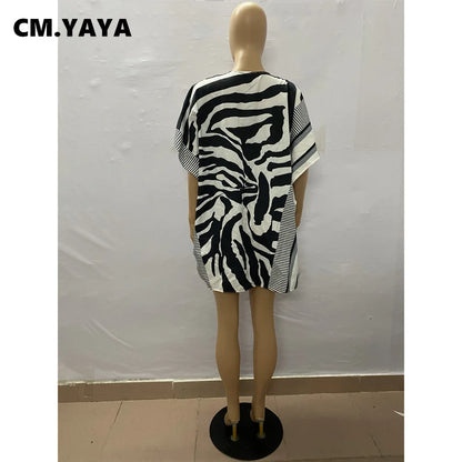 Zebra Striped Printed Tie Up Open Stitched Batwing Sleeve Shirt