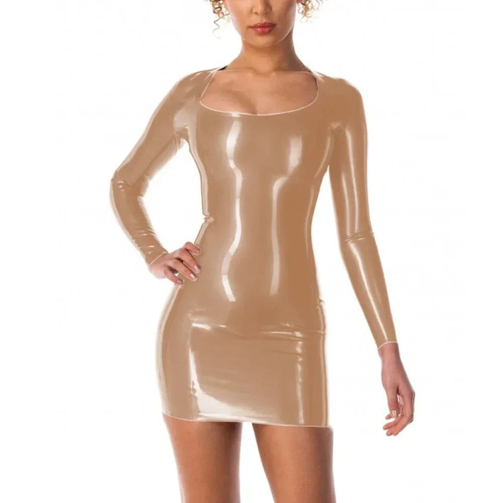 Scoop Neck Long Sleeve Bodycon Mini Dress