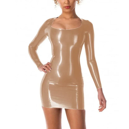 Scoop Neck Long Sleeve Bodycon Mini Dress