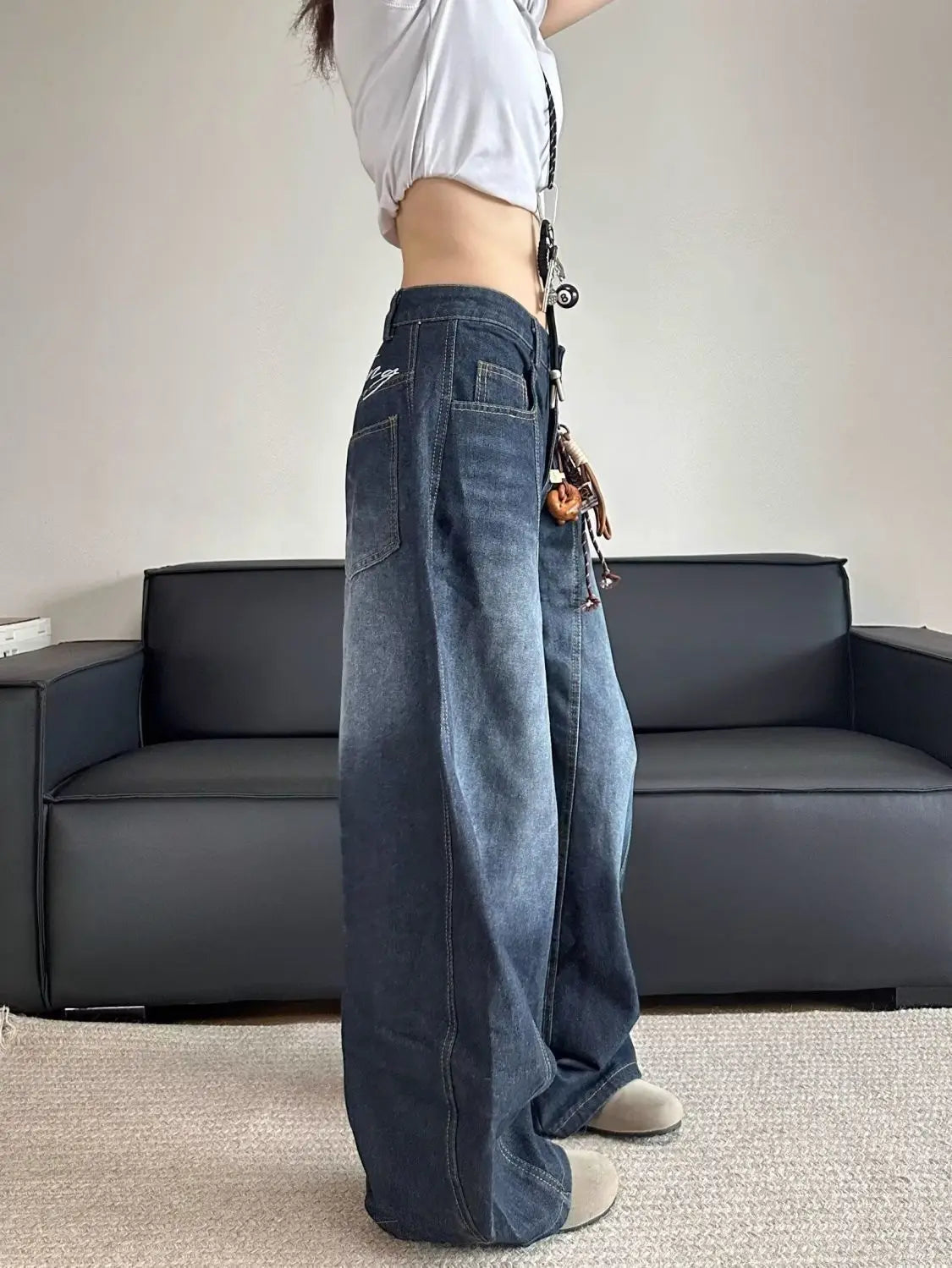 Embroidered Patchwork Jeans