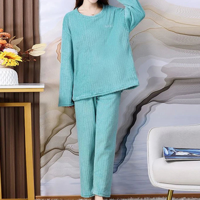 Conjunto de top tipo jersey con cuello redondo y pantalón de cintura elástica holgada a cuadros