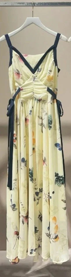 V-Neck Print Sling Dress