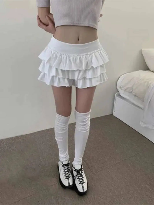 Lace Hem Flared Cake Skirt