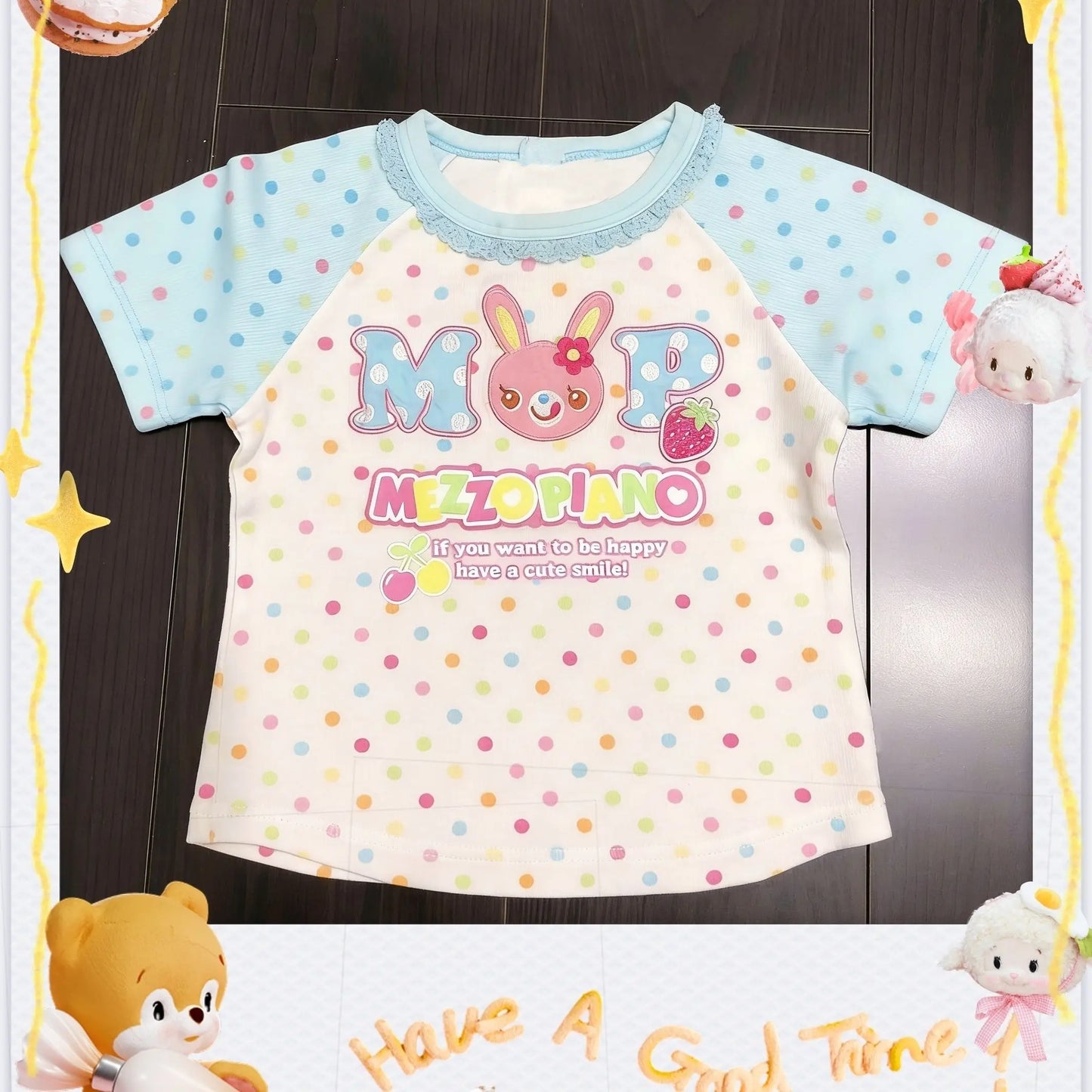 Camiseta Estampada de Conejo a Lunares