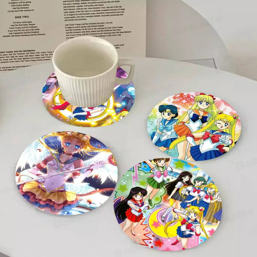 S-Sailor M-Moon Girl Anime Themed Wooden Coaster