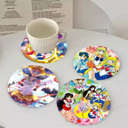 S-Sailor M-Moon Girl Anime Themed Wooden Coaster