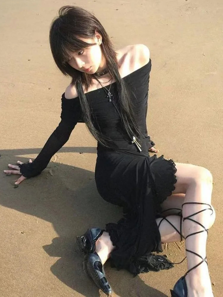 Irregular Split Ruffled Dress