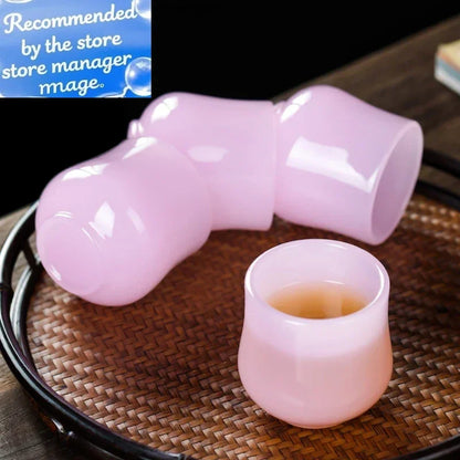 Hibiscus Jade Porcelain Gourd Teacup