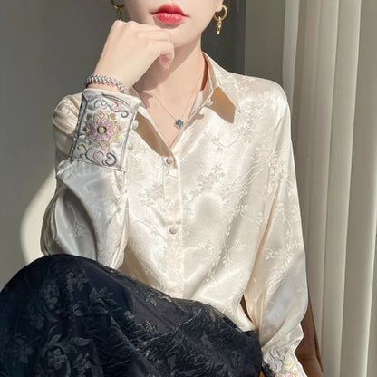 Primavera Vintage Blusa Mujer Ropa Mujer Tops Camisa Casual Moda Ropa Manga Larga Streetwear Otoño Elegante Estilo Étnico
