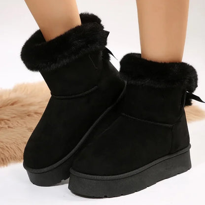 Botas de invierno de piel para mujer, botas de nieve bajas, zapatos de piel cálidos, botas cortas de invierno de moda para mujer, mini-botas exteriores antideslizantes
