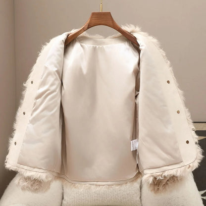 real wool fur short coat