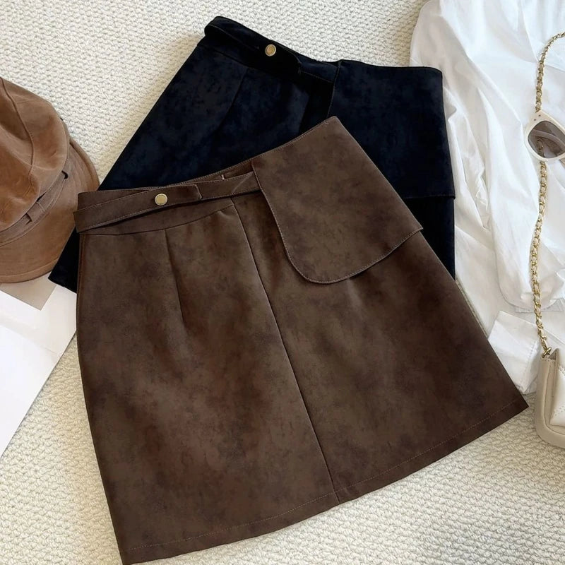 Solid A-line Mini Skirt