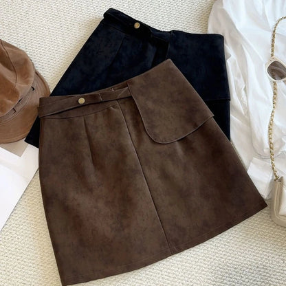 Solid A-line Mini Skirt