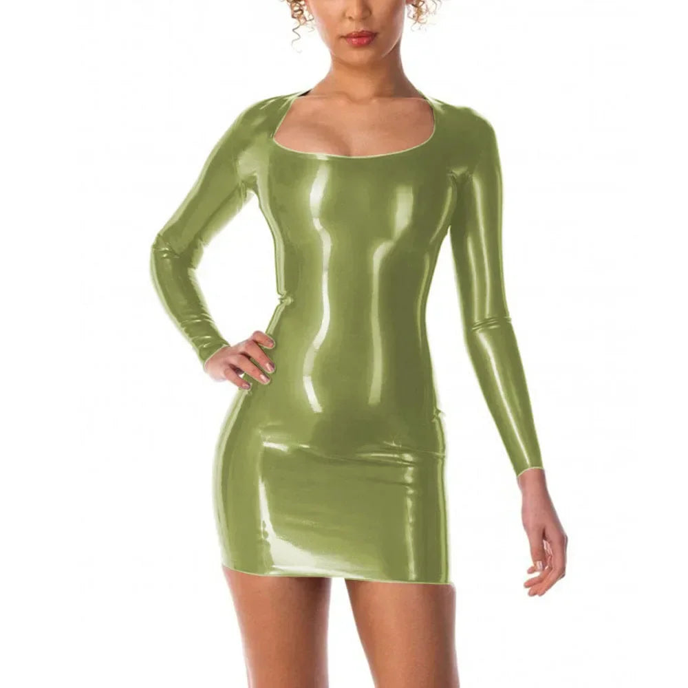 Scoop Neck Long Sleeve Bodycon Mini Dress