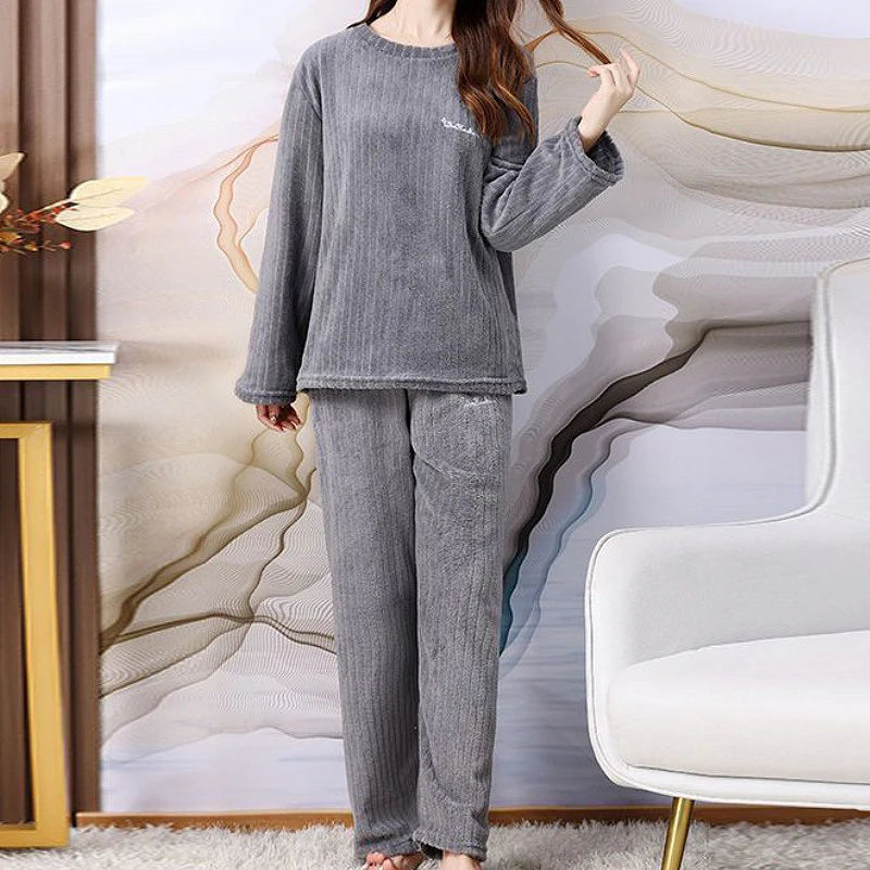 Conjunto de top tipo jersey con cuello redondo y pantalón de cintura elástica holgada a cuadros
