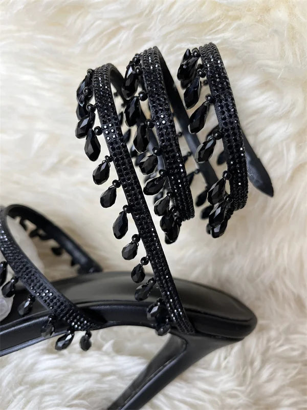 Crystal Pendant Twine Sandals