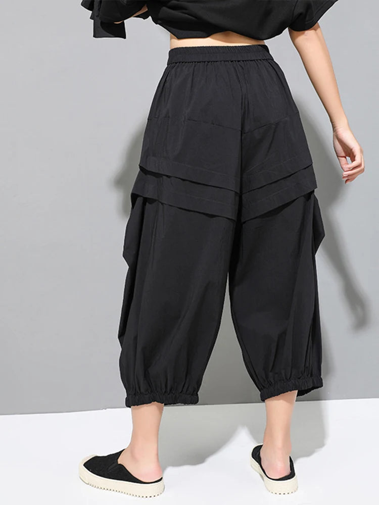 High Elastic Waist Pleated Pants