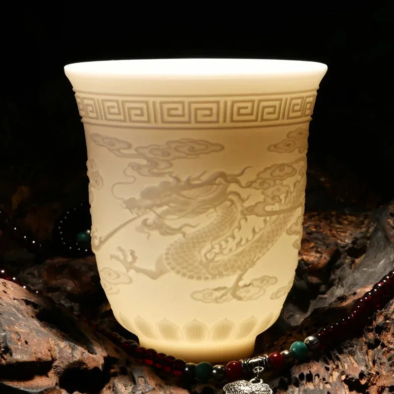Yangzhi Jade Porcelain Heart Sutra Cup