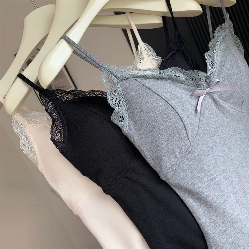 Vestidos sin mangas sexys de encaje para mujer, vestido ajustado coreano de moda, Mini Vestidos con almohadilla para el pecho, ropa de club