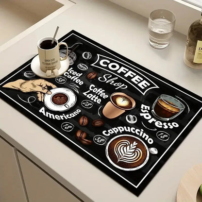 Ok But First Coffee Print Absorbent Mat