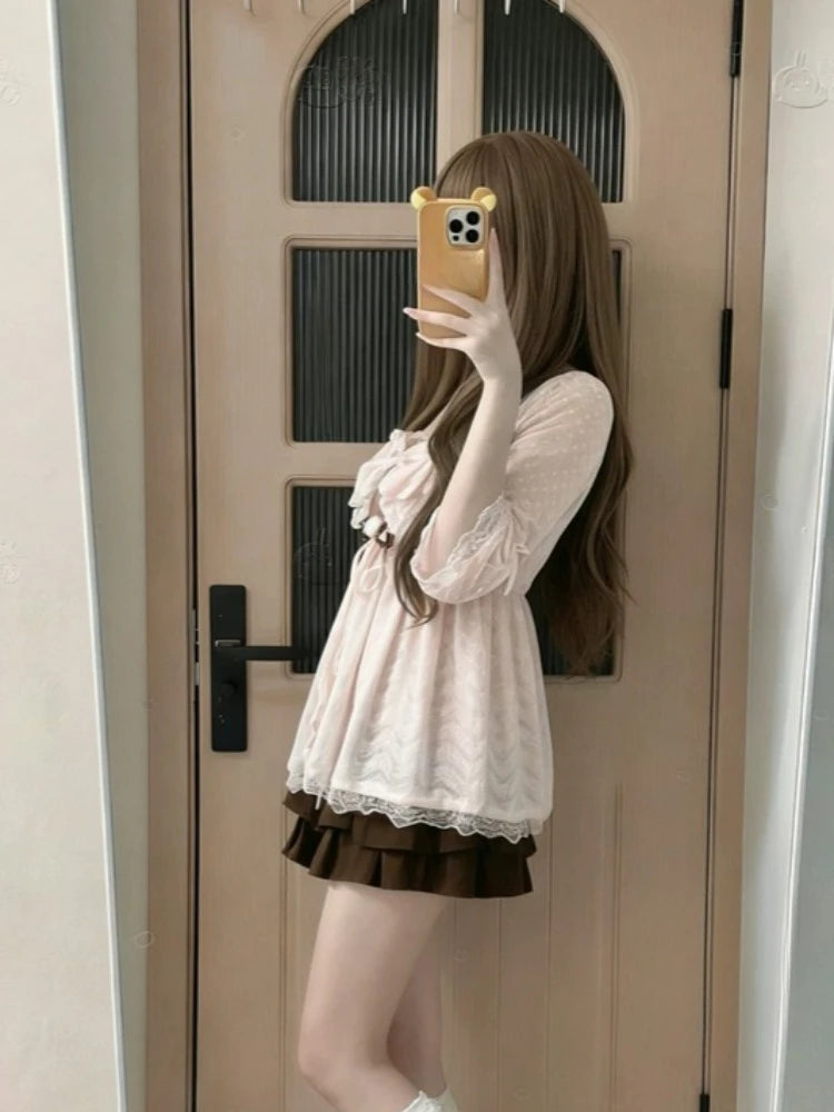 Conjunto de Falda + Top de Tirantes + Cárdigan