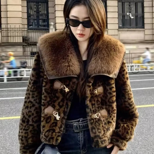 Mink Short Fur Leopard Print Coat