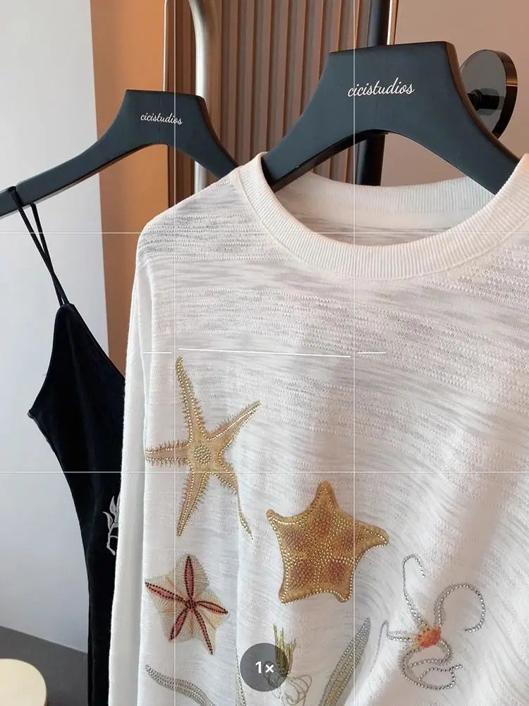 Camiseta de manga larga con estrellas de mar