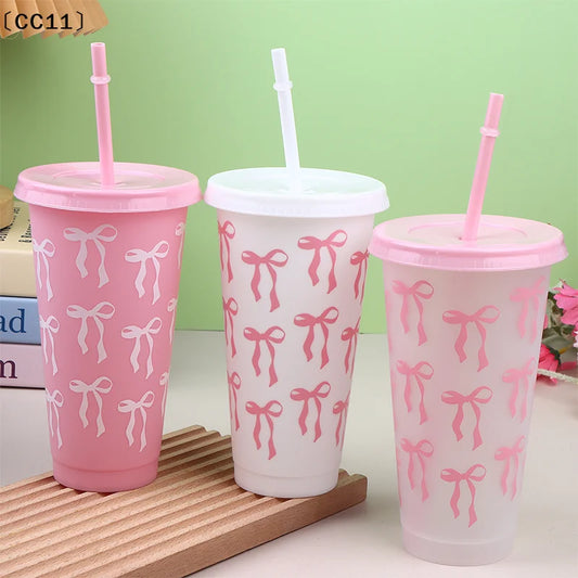 Kawaii Bow Reusable Cup With Straw Lid