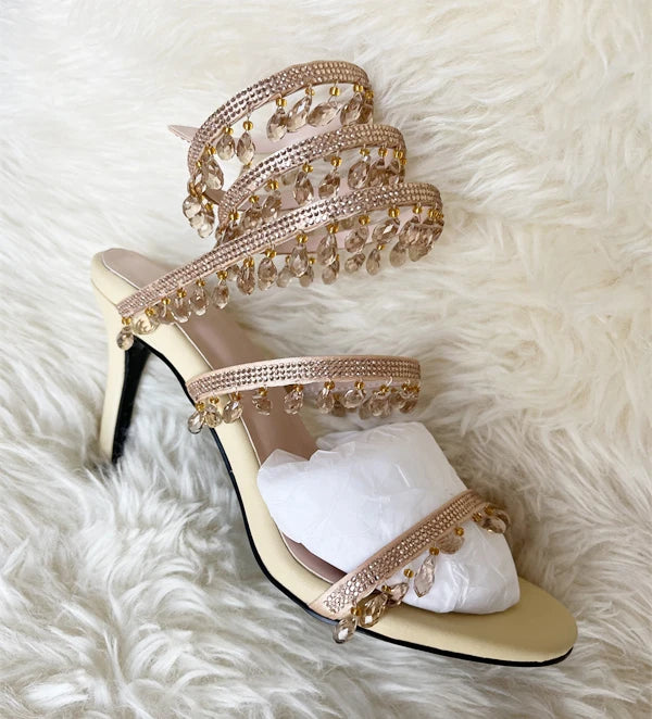 Crystal Pendant Twine Sandals