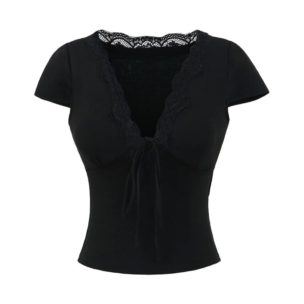 V Neck Slim Crop Top