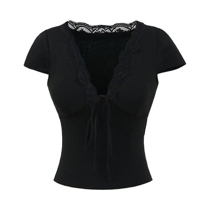 V Neck Slim Crop Top