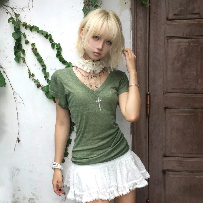 Camiseta de punto con cuello en V