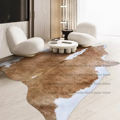 Irregular Faux Cowhide Light Luxury Lounge Rug