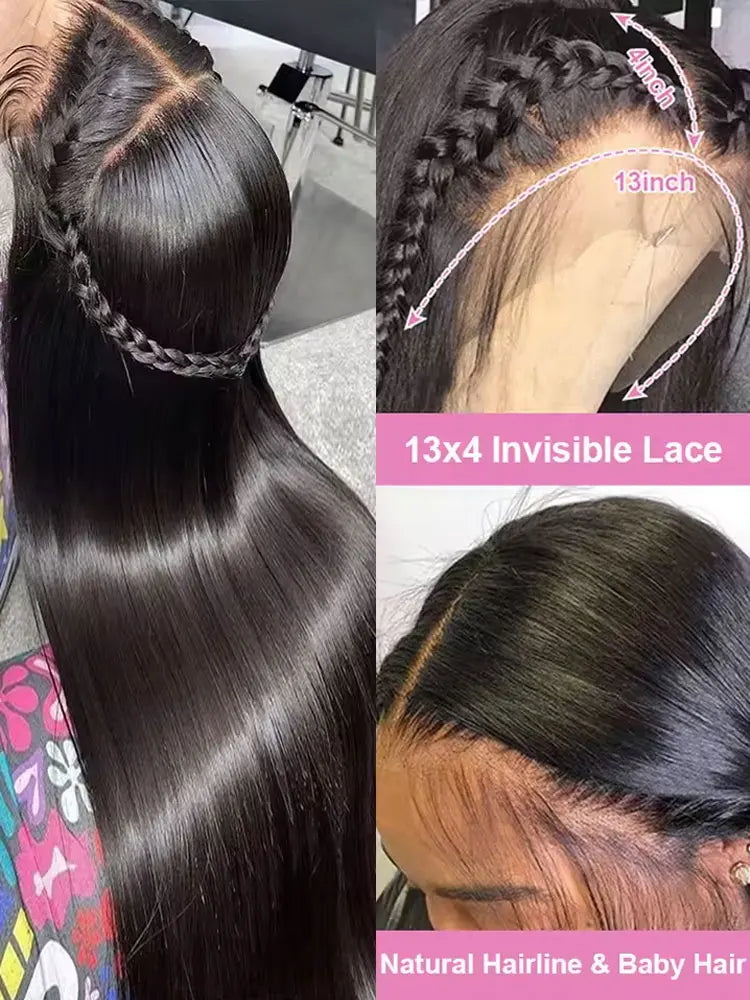 Peluca frontal de encaje liso hueso brasileño