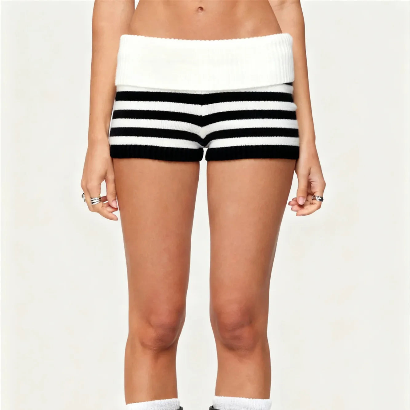 Striped Knit Micro Shorts