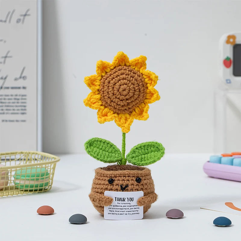 Crochet Flower Pot Decoration Hand Woven