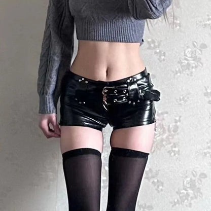 Low Waist Bodycon PU Leather Shorts